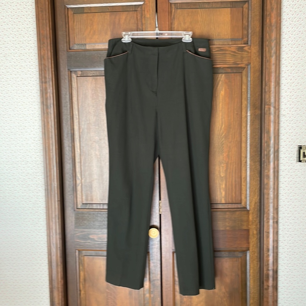 Ralph Lauren Plus Size 16W slacks. Leather trim on front pockets Olive